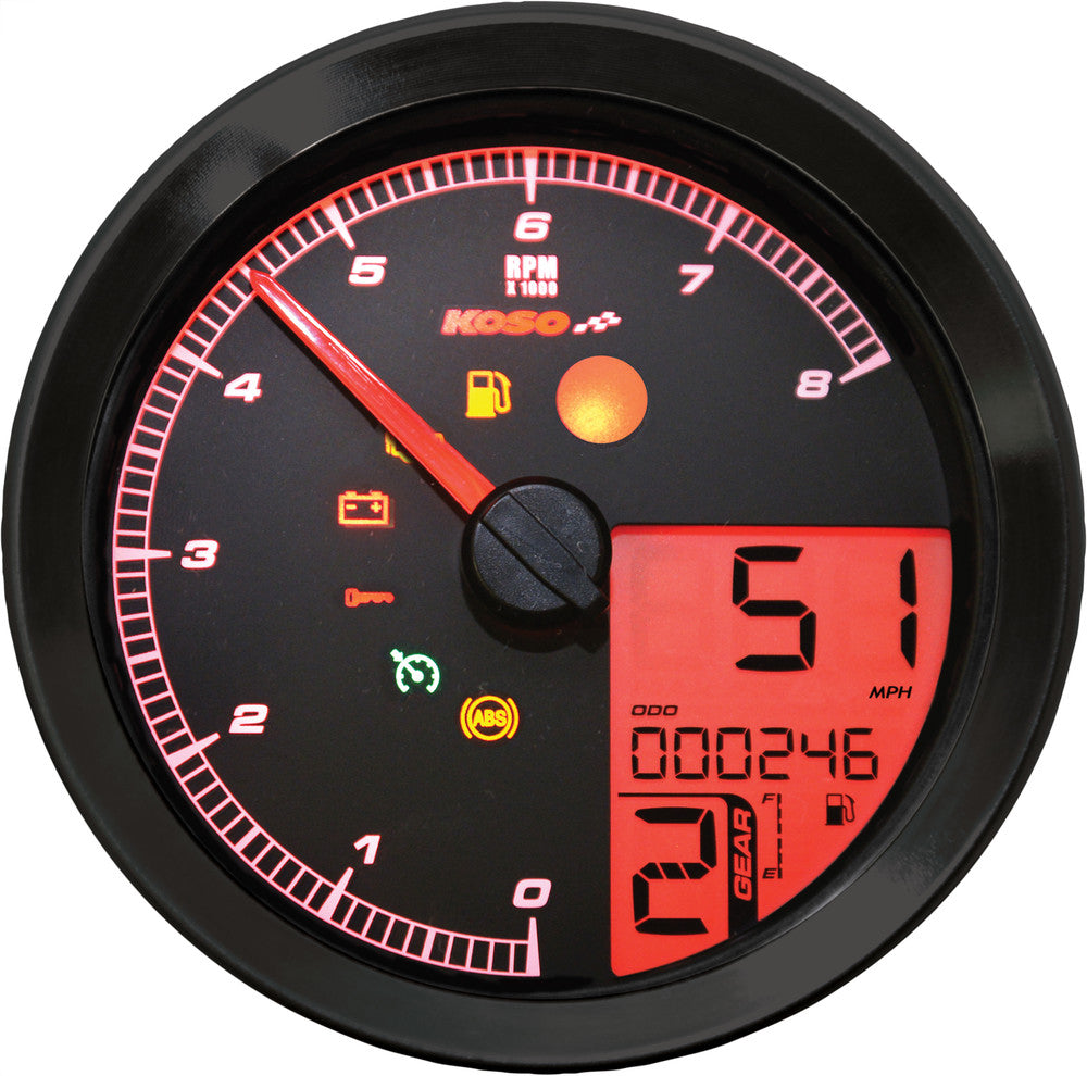 Koso North America 27-5797BK BA051211 SPEEDO / TACH BLK BEZEL LCD COLOR CHANGE DISPLAY