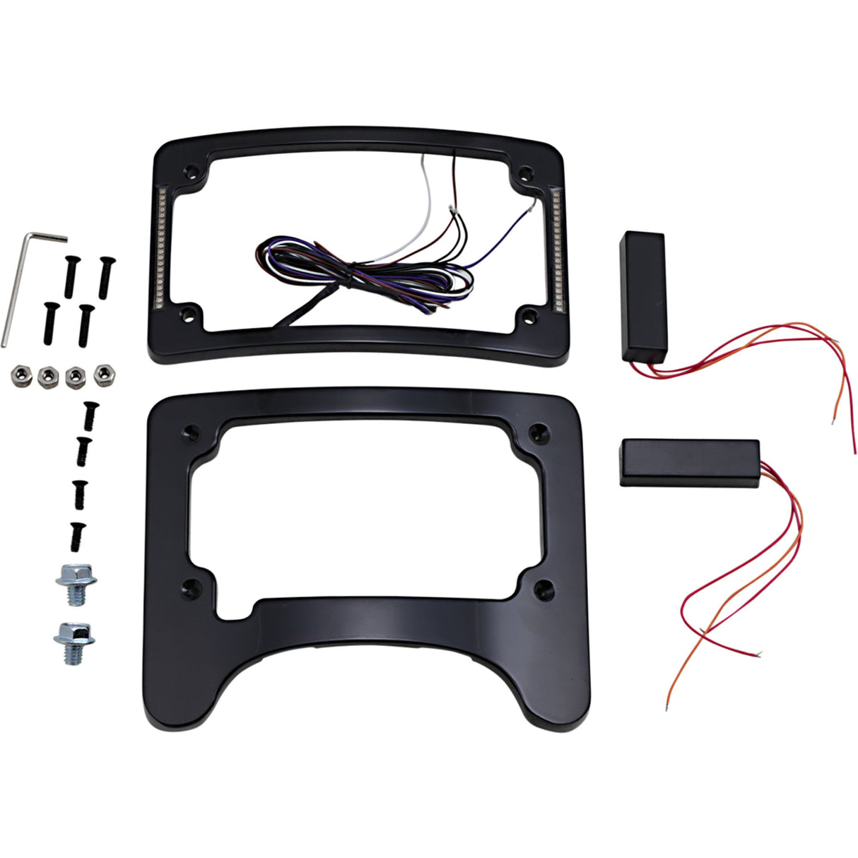 Custom Dynamics Turn Signal Eliminator With Tri Radius Illuminated Plate Frame Black - TS-ELIM-06BCM-B For Harley Touring 2014-2025