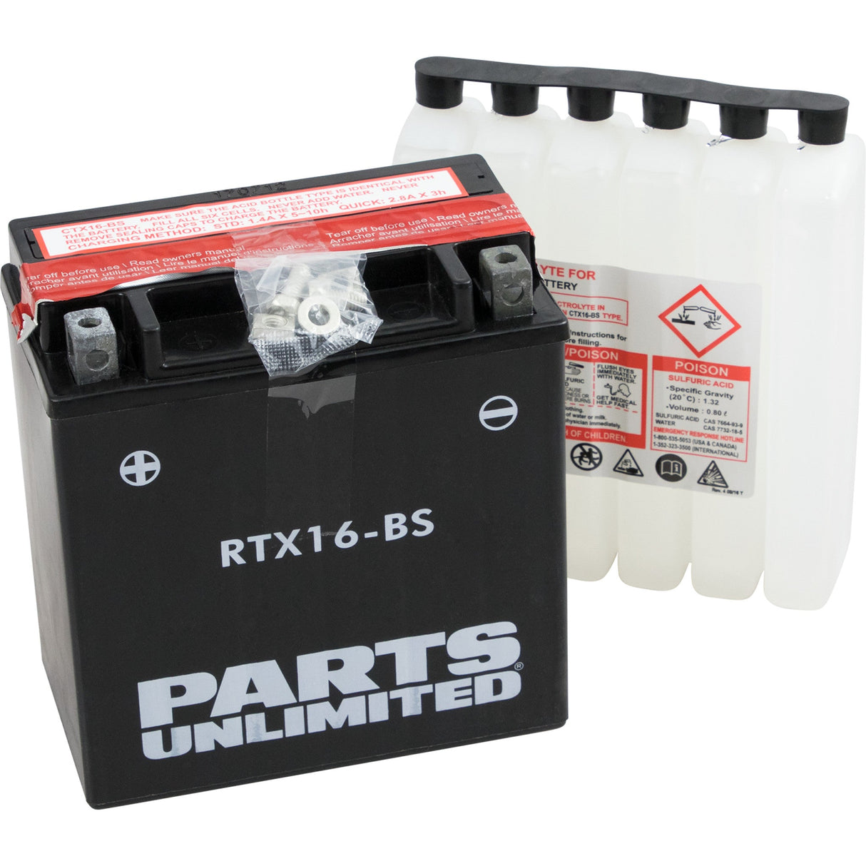 Parts Unlimited AGM Maintenance-Free Battery YTX16-BS .8 L For Kawasaki Vulcan / 1700 2009-2016 | BMW S1000RR / R1200RT 2009-2018