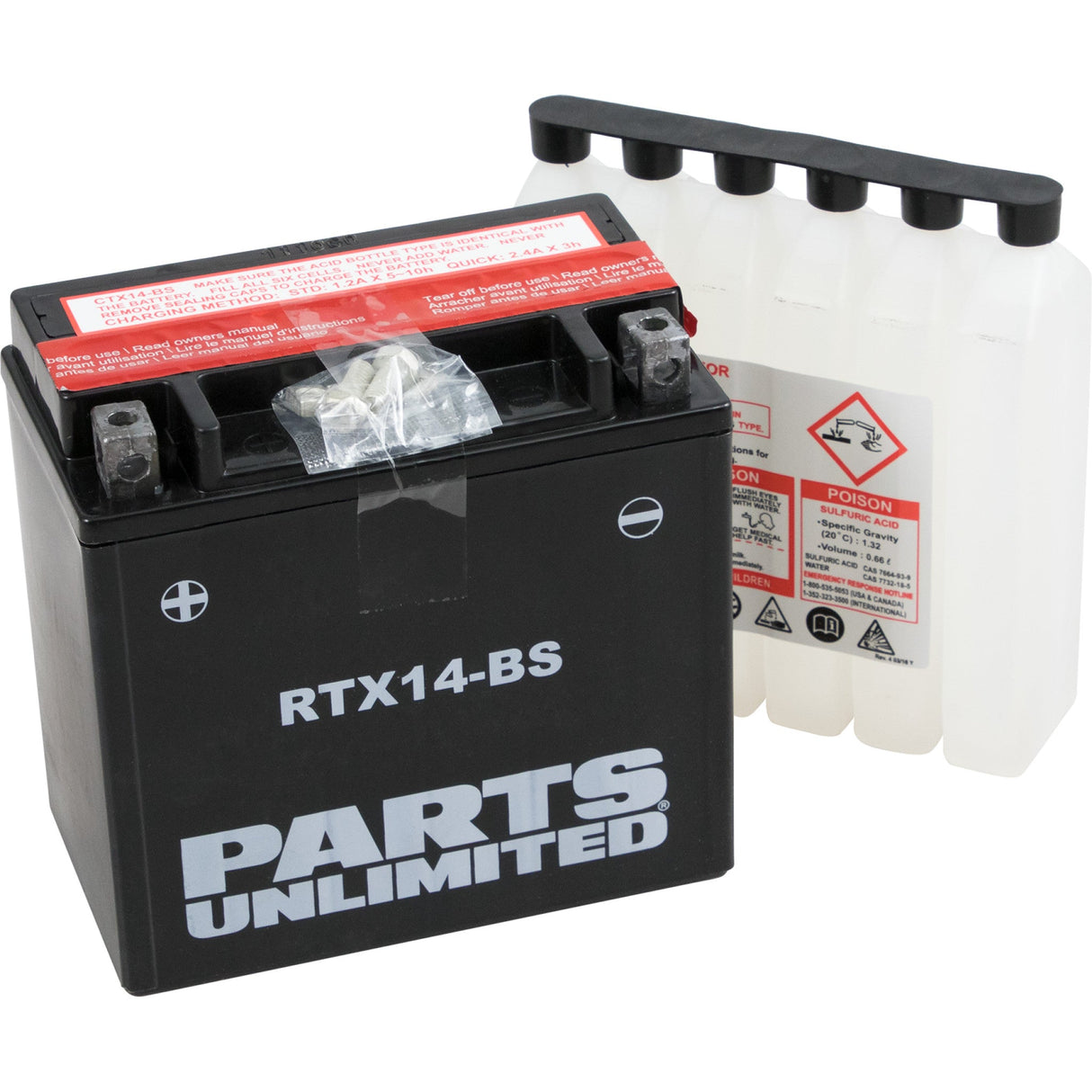 Parts Unlimited Battery - RTX14-BS For BMW Motorcycles 2005-2022 | Triumph Motorcycles 1999-2006 | Aprilia Motorcycles 2007-2017