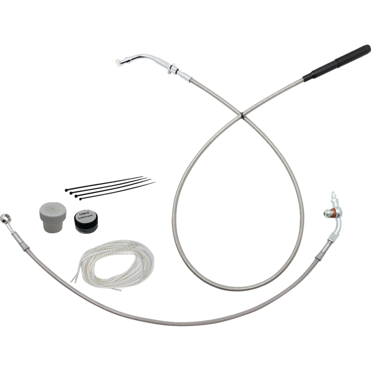 FAT BAGGERS INC. 0662-1320 149914-C EZ Install Kit 14" handlebars - upper clutch - braided stainless steel/chrome