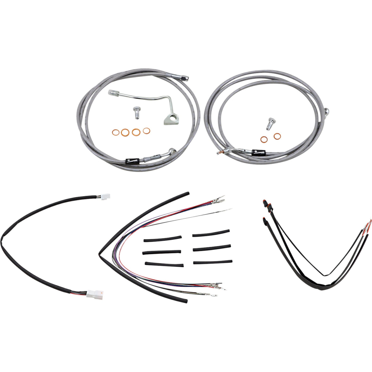 Burly Brand Complete Stainless Braided Handlebar Cable Brake Line Kit 18" Ape Hangers - B30-1163 For Harley Road Glide 2015-2016