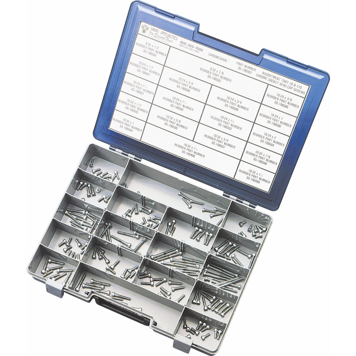 DRAG SPECIALTIES DS-190583 #8 and #10 Fine/Coarse Thread Socket-Head Bolt Kit Bolts - Socket-Head/Assortment - Knurled - 8-32/10-24/10-32 - Kit