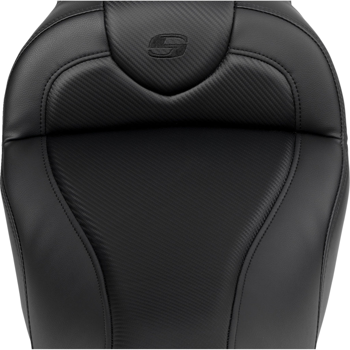 SADDLEMEN- 0801-1617 A808-07R-185BLK Roadsofa™ Standard Reach Seat-with Backrest - Carbon Fiber - Black Stitch - FL 08-19