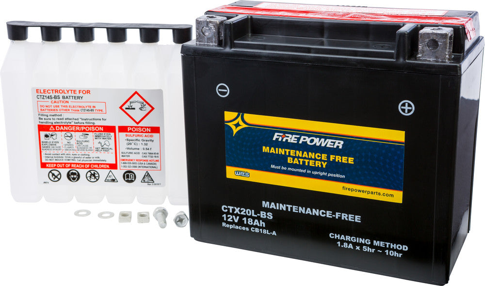 Fire Power 49-2273 CTX20L-BS BATTERY CTX20L-BS MAINTENANCE FREE