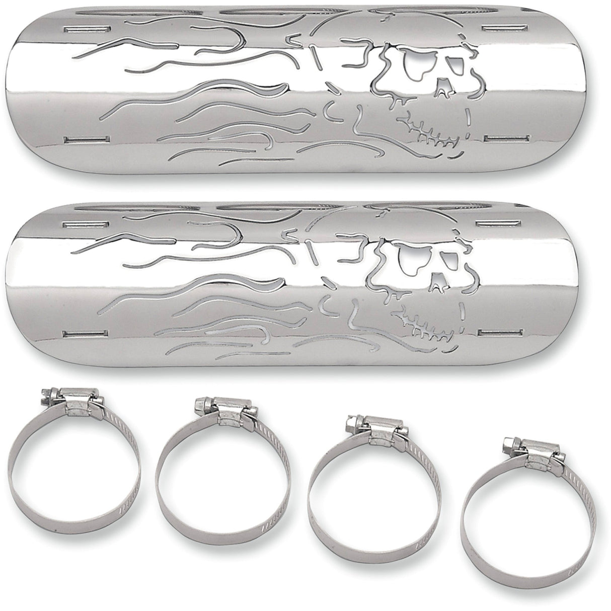 DRAG SPECIALTIES 1861-0102 Flaming Skull Heat Shields Flame Skull Heat Shields