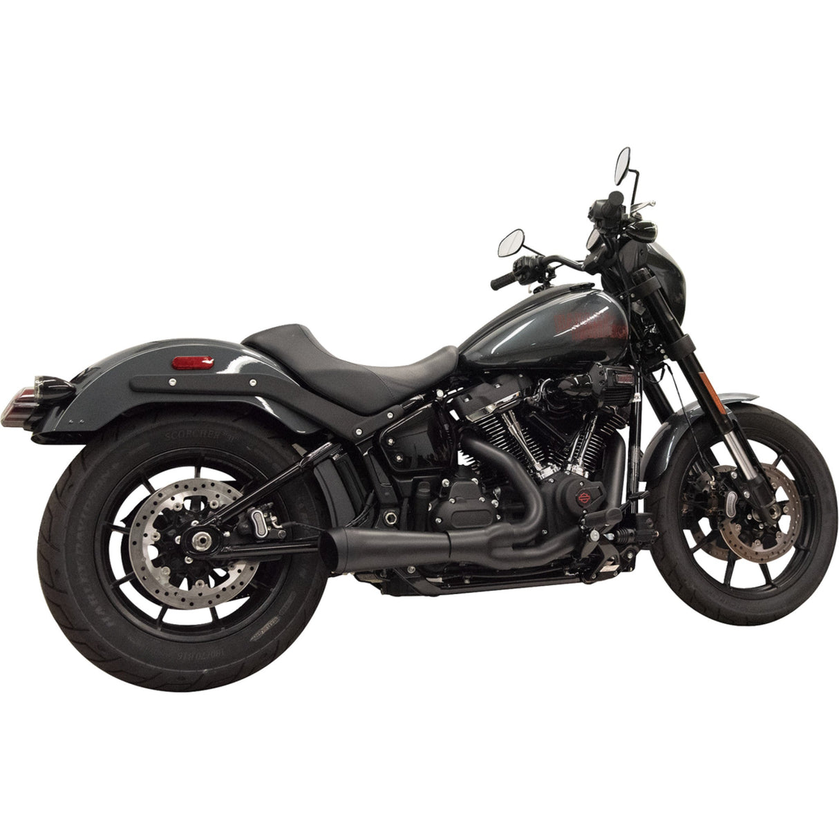 BASSANI XHAUST 1800-2752 1S75RBE 2-into-1 Ripper Exhaust System with megaphone muffler - short - black - 49-state - m8 softail