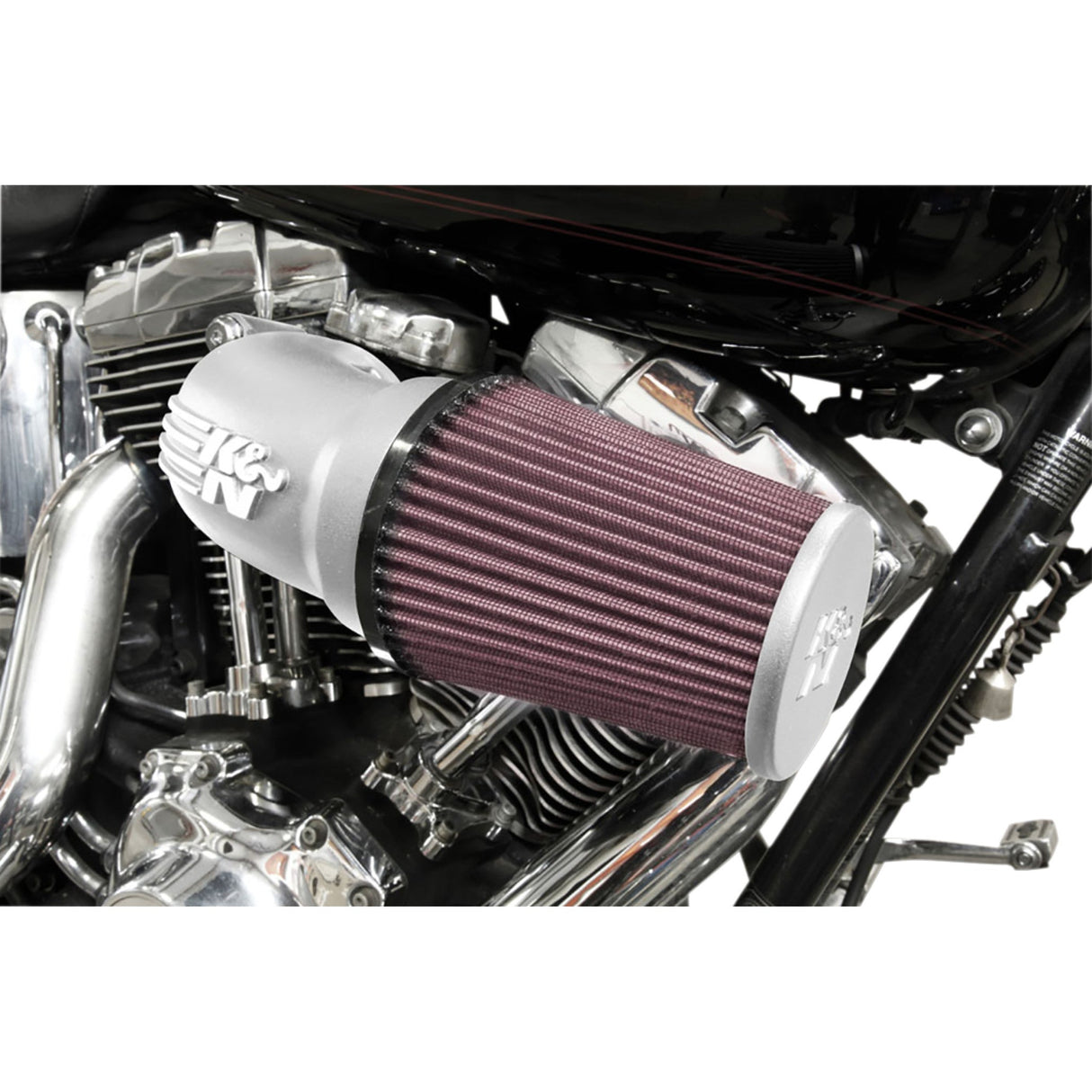K & N Aircharger® Intake System With Cast Aluminum Intake Tube Satin Silver - 57-1137S For Harley Motorcycles 2001-2017