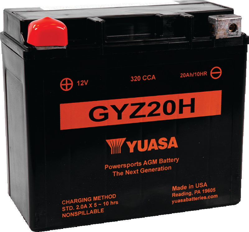 Yuasa Battery GYZ20H High Performance Maintenance Free AGM 12-Volt Battery - YUAM72RGH For Harley Sportster / Low / Sport / Softail 1982-1996