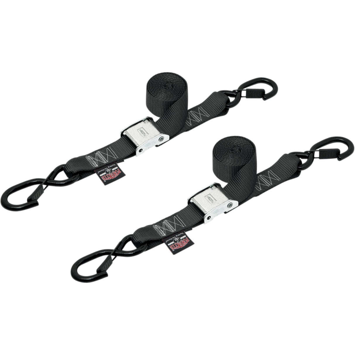 POWERTYE MFG. 3920-0143 28622-S 1-1/2" Cam-Buckle with Safety Latch Hooks Cam Tie-Downs - 1-1/2" x 5-1/2' - Black