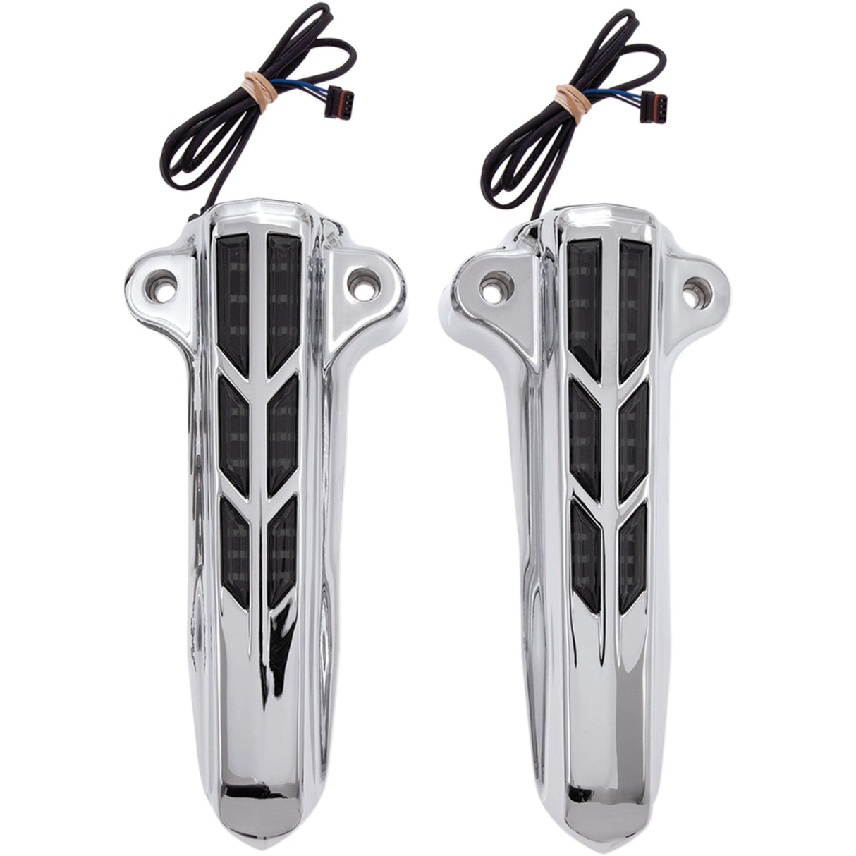 CIRO 0403-0135 43001 Forkini Lower Fork Leg Covers — with LED - Chrome - With LEDs