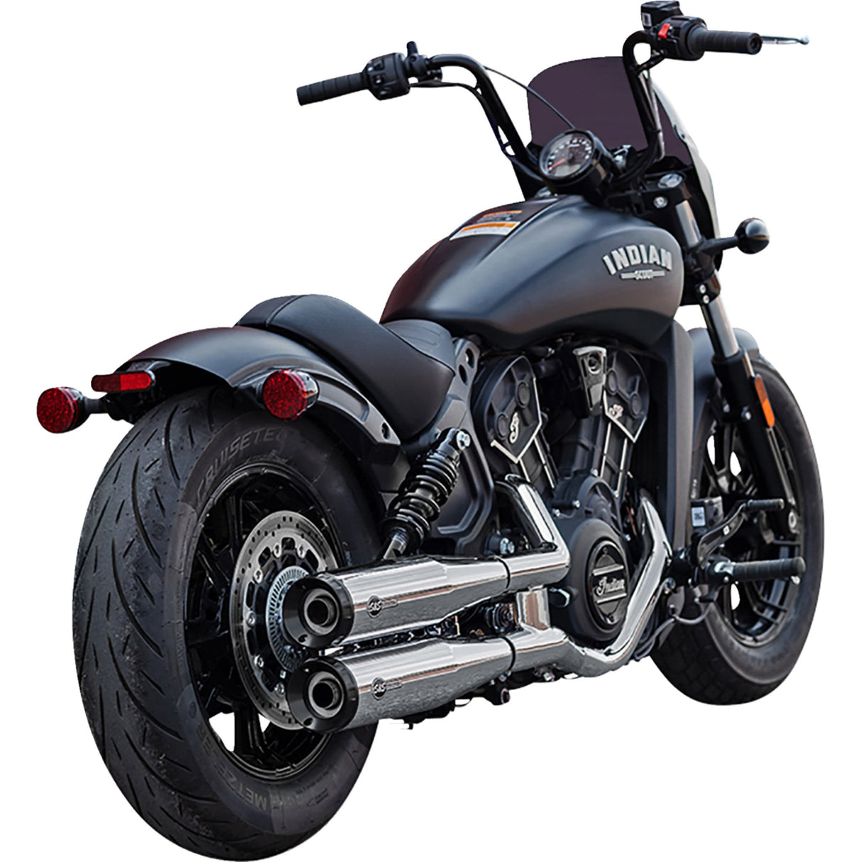 S&S Cycle Grand National Slip-On Mufflers Chrome Race Only - 4110-156-R For Indian Scout 2019-2023