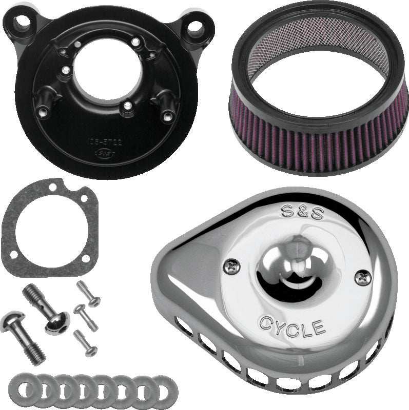 S&S Cycle Fuel-Injected Softail Models Stealth Air Cleaner Kit W Chrome Mini Teardrop Cover - 170-0441 For Harley Motorcycles 2001-2017