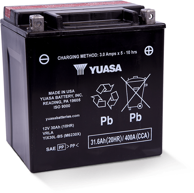 Yuasa Battery YUAM6230X Yuasa YIX30L-BS High Performance Maintenance Free AGM 12-Volt Battery W/bottle