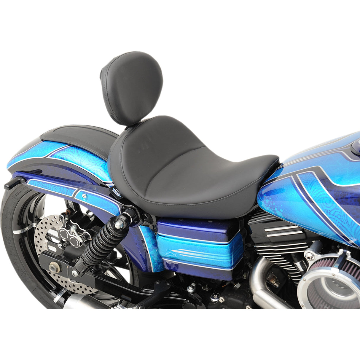 DRAG SPECIALTIES 0803-0555 Solo Seat with EZ Glide II™ Backrest Option Solo Seat - Mild Stitched - Driver's Backrest - FXD/FLD '06-'17