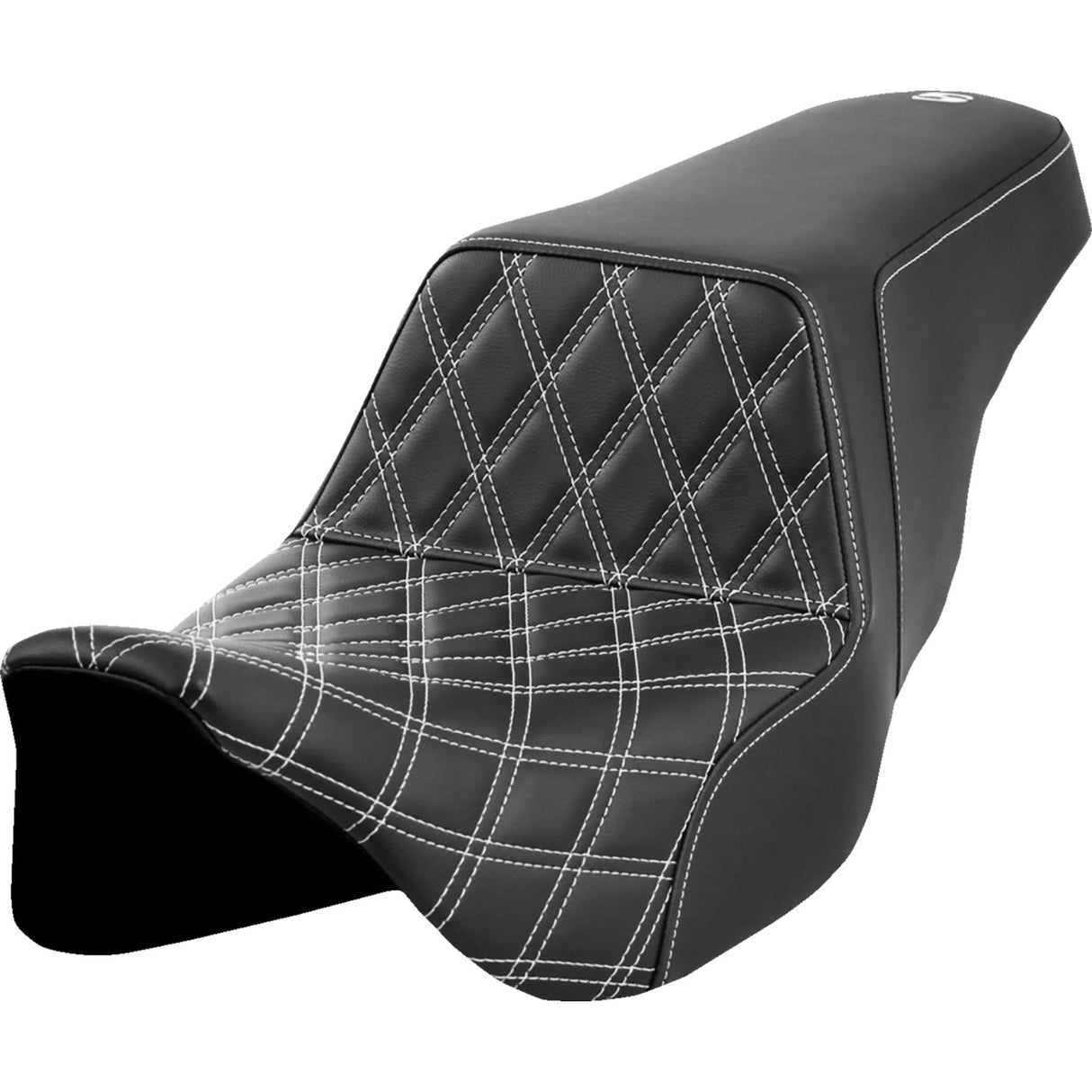 Saddlemen Lattice Stitch Step-Up Seat Front White Stitch - 808-07B-17206 For Harley Touring 2008-2024