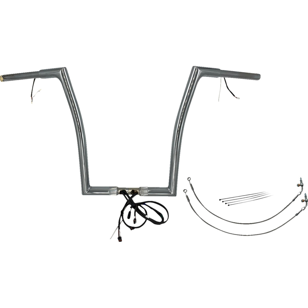 FAT Baggers INC. EZ Install Wired 1-1/4" Flat Top Handlebar Kit 16" Chrome - 701916 For Harley Road Glide 2015
