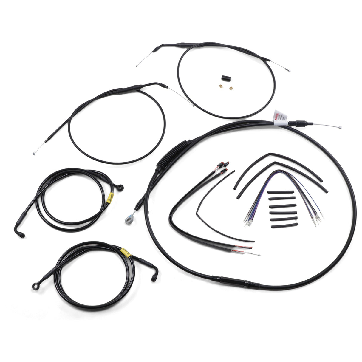 Burly Brand Complete Black Vinyl Handlebar Cable Line Kit For Ape Hangers 14" - B30-1203 For Harley Dyna 2012-2017
