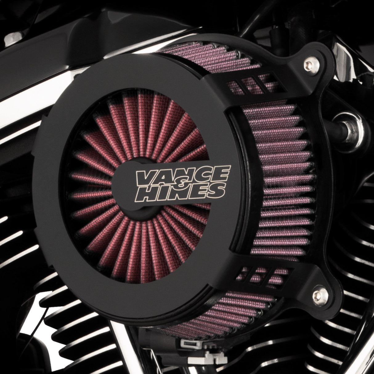 Vance & Hines VO2 Cage Fighter Air Intake Kit Black Contrast - 40366 For Harley Motorcycles 2017-2025
