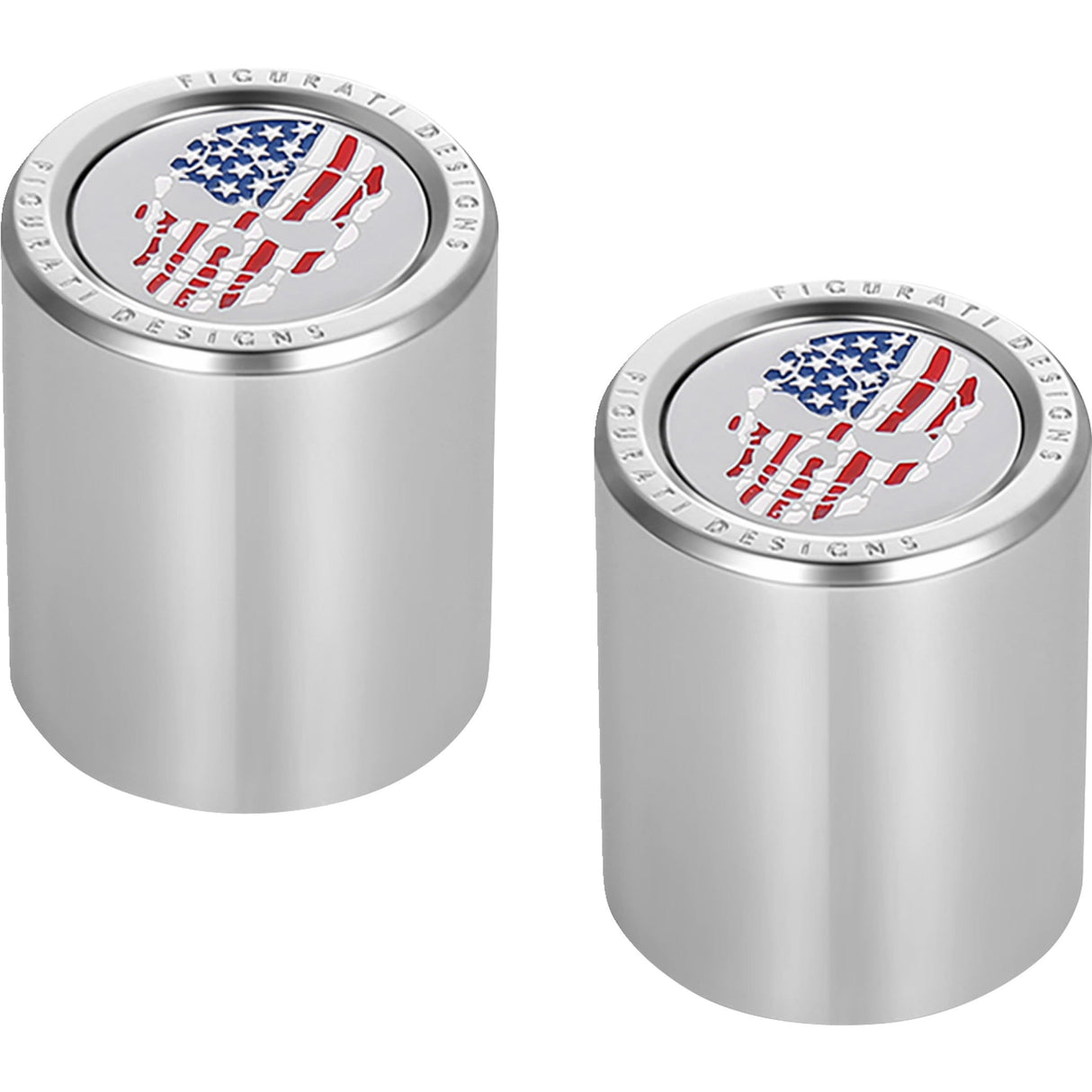 FIGURATI DESIGNS 3550-0329 FD24-DC-2530-SS Docking Covers red/white/blue american flag skull - short - silver