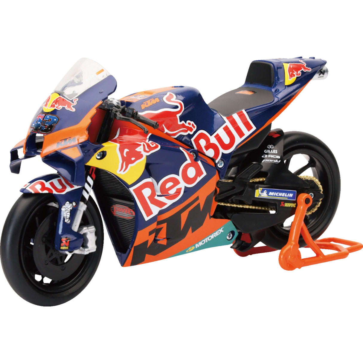 NEW RAY TOYS 7001-0055 58393 Mini KTM Racing Bike Red Bull KTM MotoGP Bike - Jack Miller - 1:12 Scale - Red/Blue/Orange