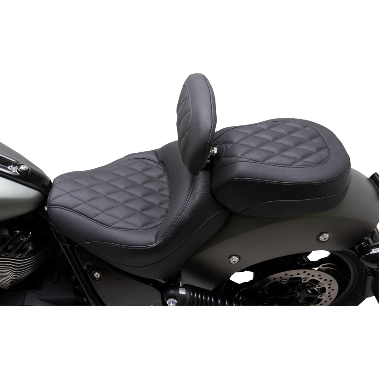 Mustang Recessed Passenger Seat Black Diamond Stitch - 89741 For Indian 2022-2023