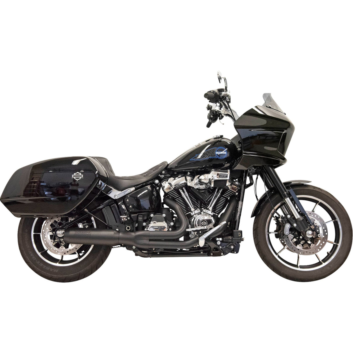 Bassani Xhaust 2-Into-1 Road Rage Exhaust System With Superbike Muffler 4" Black Softail M8 - 1S78B For Harley Softail 2018-2025