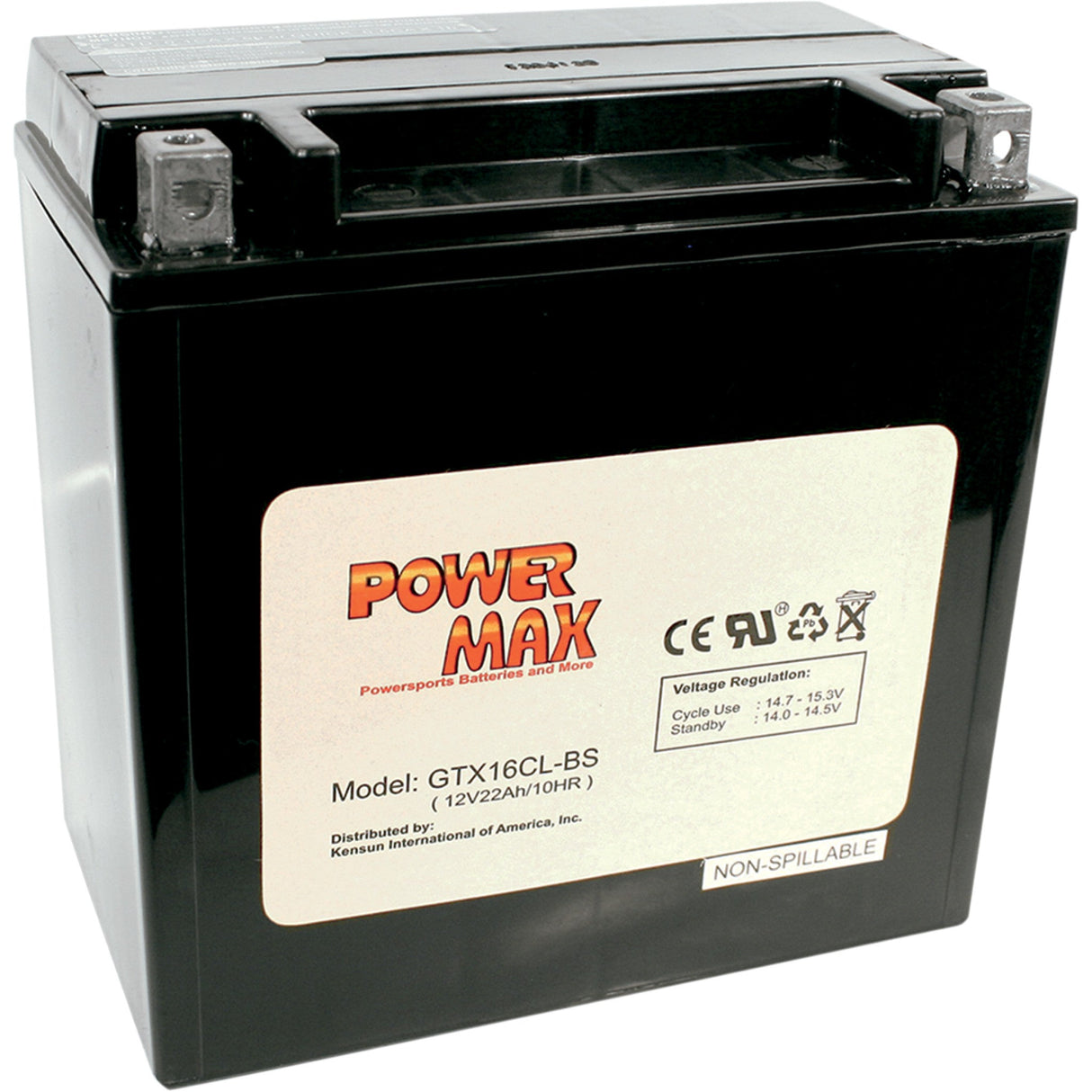 Power MAX Maintenance-Free Battery YTX16CL-BS - GTX16CL-BS For Yamaha Watercraft 1987-2007 | John Deere UTVs 2003-2008