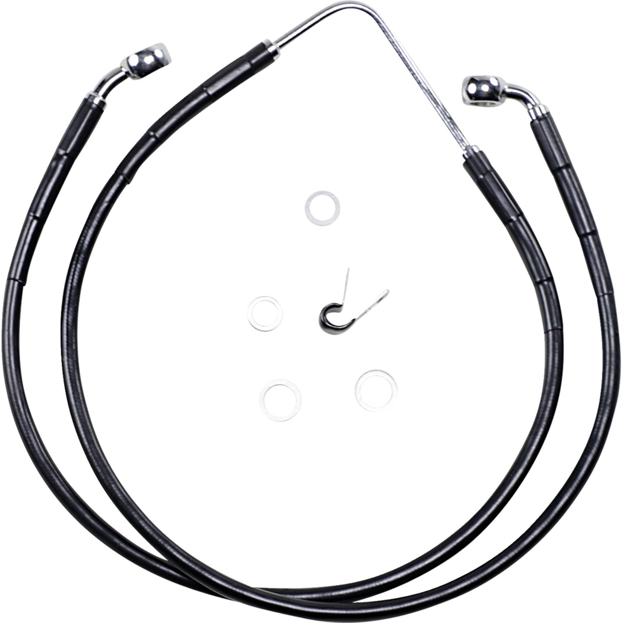 Drag Specialties Stainless Steel Brake Line Kit Front (Upper) Black For Harley Dyna Wide Glide 2006-2007