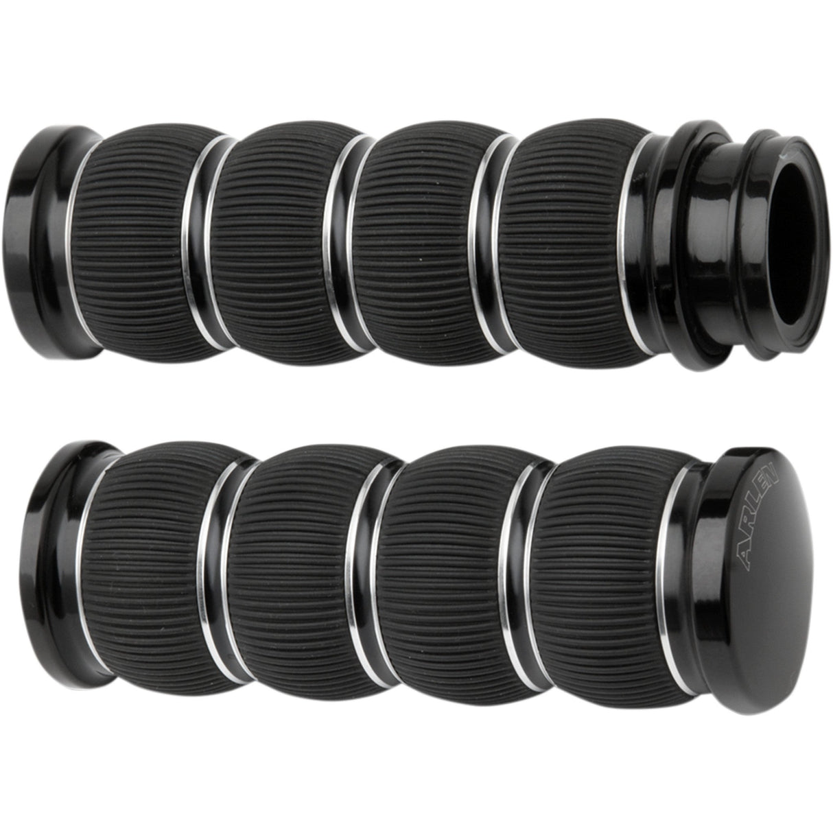 Arlen Ness Fusion Ring Leader Grips TBW Black - 07-315 For Harley Motorcycles 2008-2025