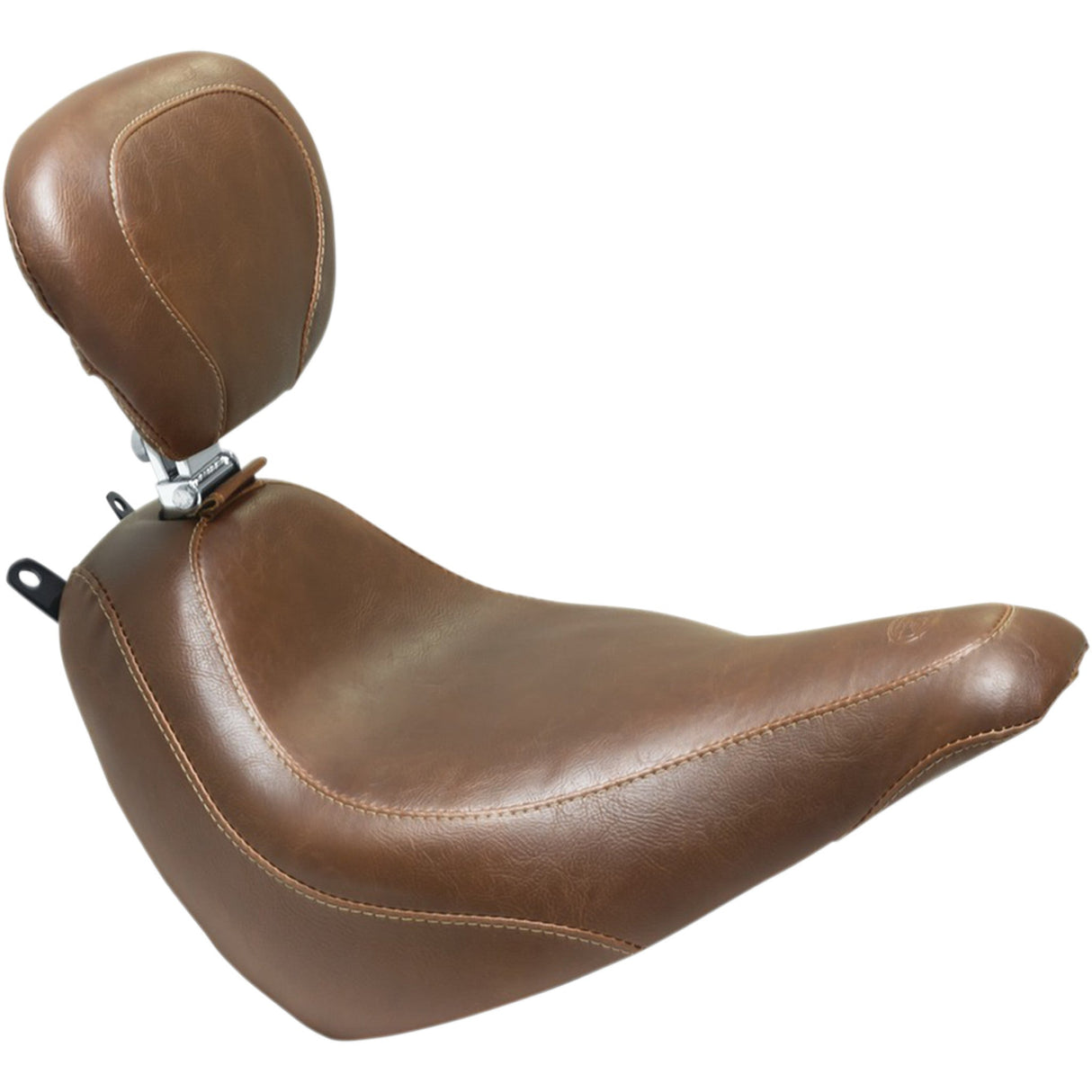Mustang Wide Tripper™ Seat With Driver's Backrest Brown Stitch - 83001 For Harley Softail 2018-2021