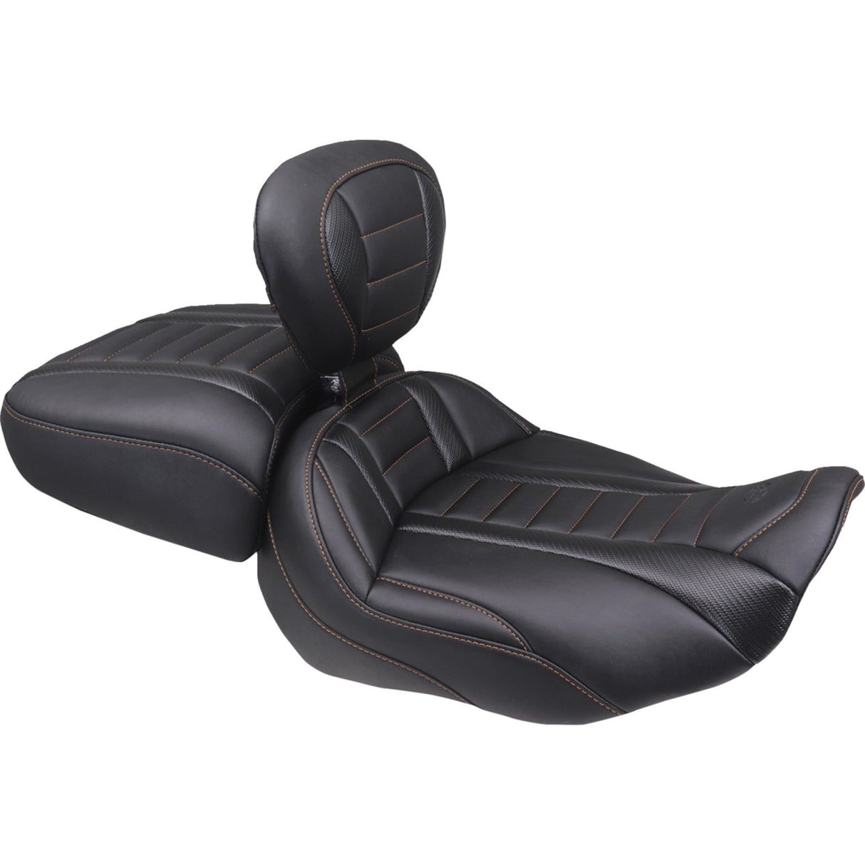 MUSTANG 0801-2121 88420MO Wide Deluxe Touring Passenger Seat Deluxe Passenger Seat - Wide - Mandarin Orange Stitch - FLT/FLH '23-'25