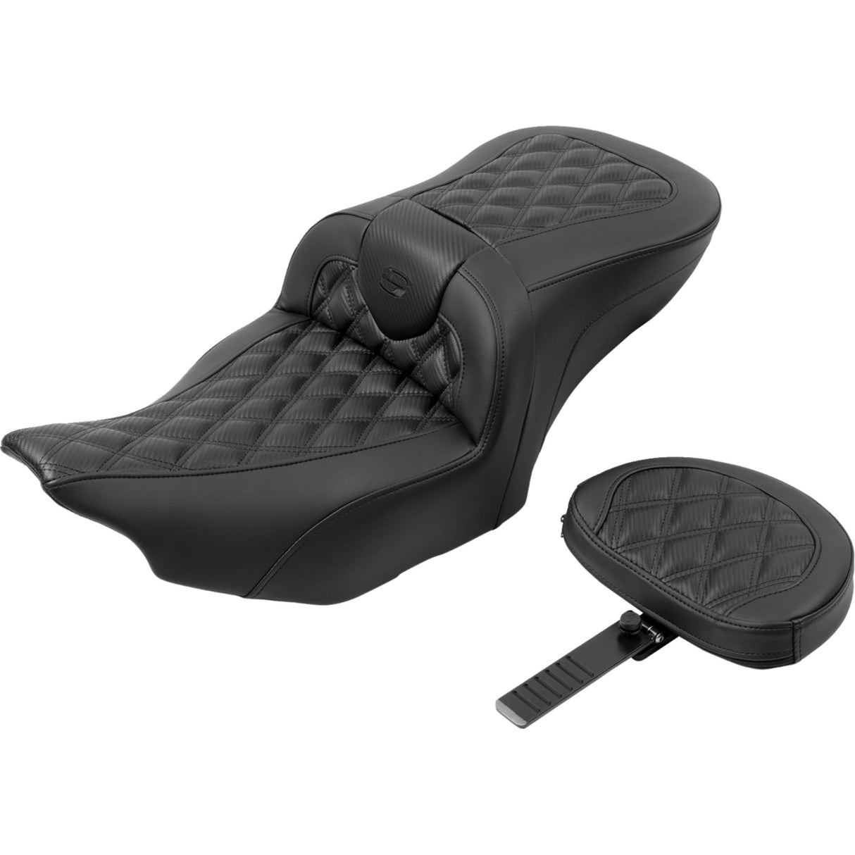 Saddlemen Roadsofa™ Lattice Stitch Seat With Backrest Carbon Fiber - 823-07-206B0 For Harley Touring 2023-2026