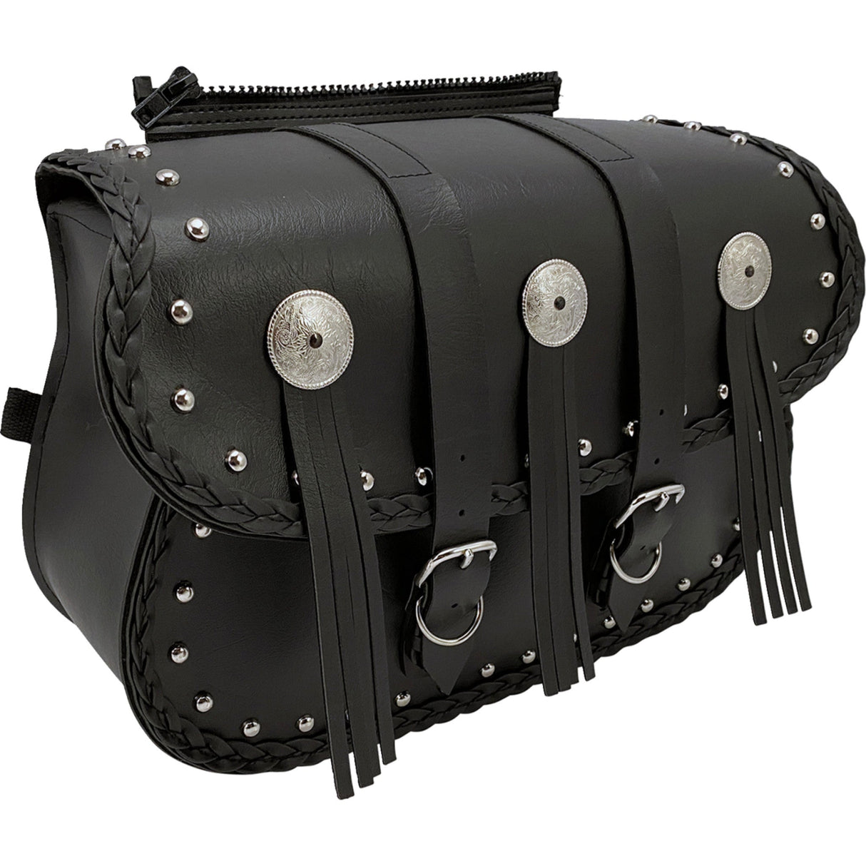 WILLIE & MAX LUGGAGE 3501-0130 58320-00 Warrior Saddlebags Warrior Saddlebag - Black - Studded - Black