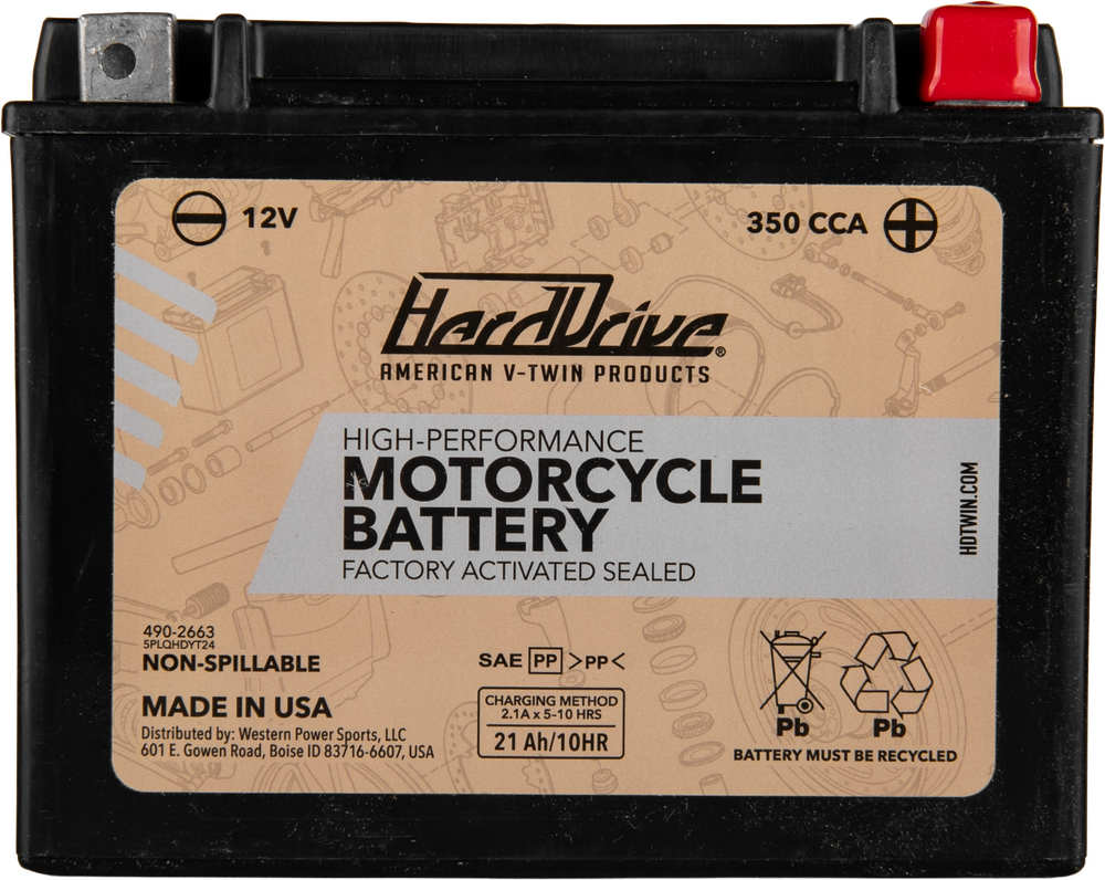 Harddrive High Perform Battery YTX24HL CCA 350 - HRDM7250H For Harley Electra Glide / Tour / Touring 1985-1996 | TM (17/14) 2004