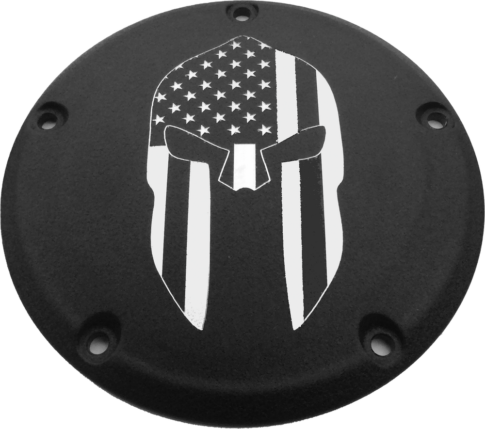 Custom Engraving 6 M8 Softail Derby Cover Spartain Black - PATR20-67BG For Harley Softail 2018-2022