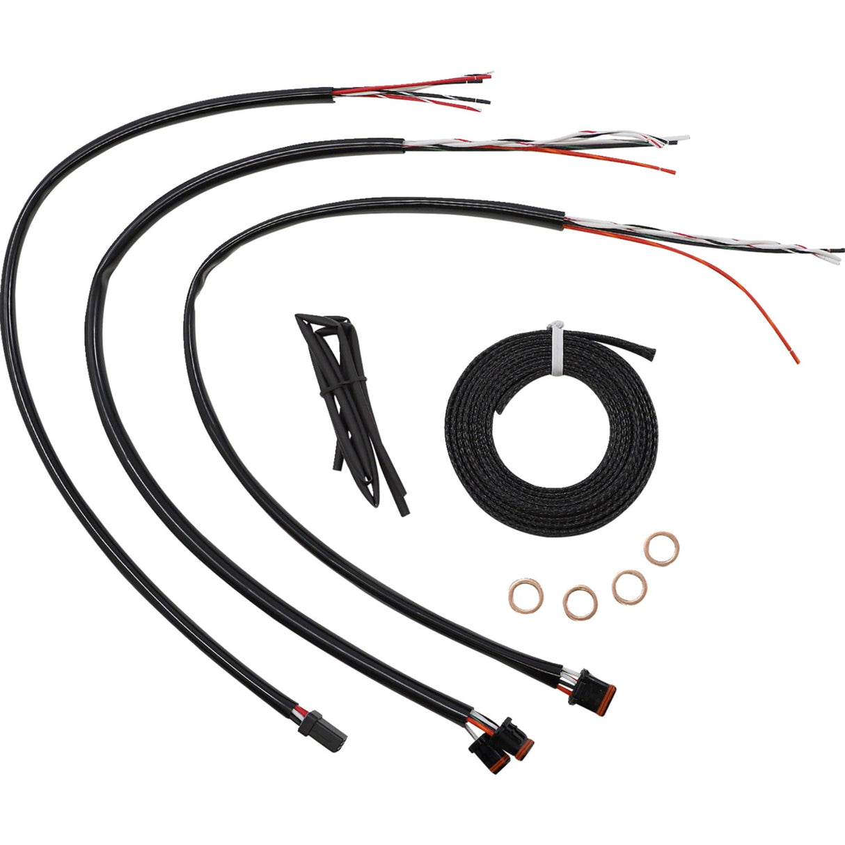 LA Choppers Complete Midnight Braided Handlebar Cable Brake Line Kit — Standard Quick Connect 15"-17" - LA-8156KT2-16M For Harley Softail 2018-2022