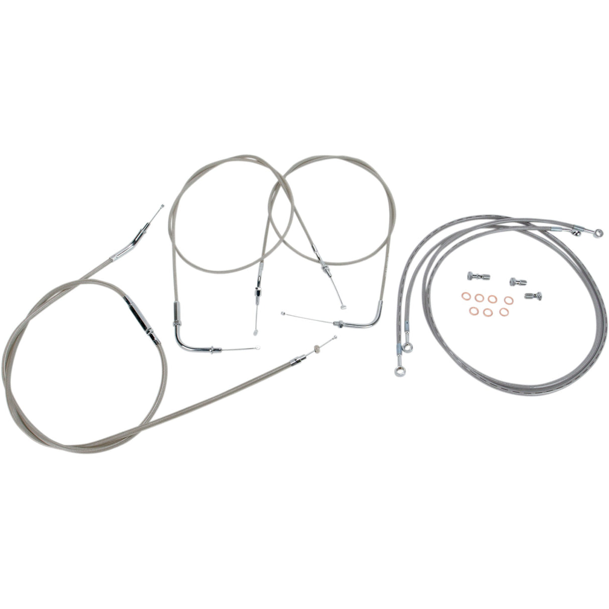 BARON 0650-1013 BA-8022KT-16 Stainless Handlebar Cable/Line Kit 15" - 17" - '04 - '07 roadstar