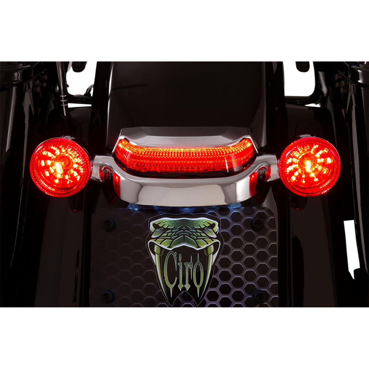 Ciro Crown Taillight With Lightstrike™ Technology Red Lens Chrome - 40173 For Harley Touring 2006-2026