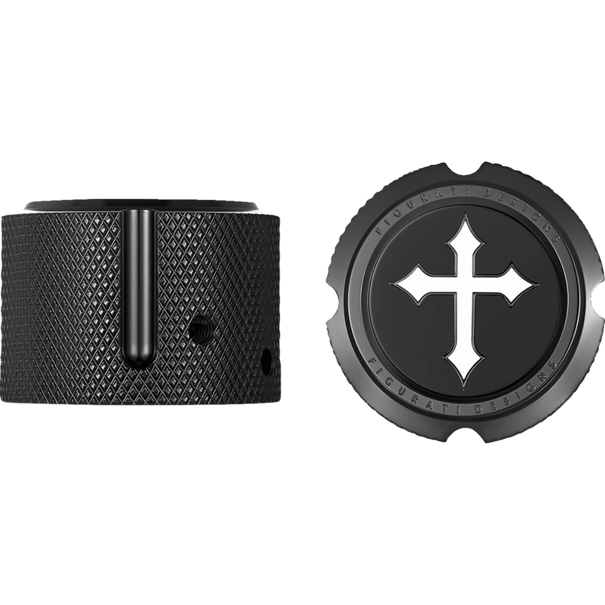 Figurati Designs Front Axle Nut Cover Front Stainless Steel Cross Black - FD41-FAC-BK For Harley Motorcycles 2002-2022