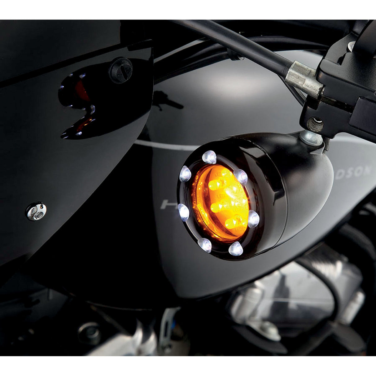 ARLEN NESS 2040-0848 12-759 LED "Fire Ring" Kit for Factory "Deuce Style" Turn Signal Housing - LED Light Kit for Factory Turn Signal Housing - Amber/White - Black