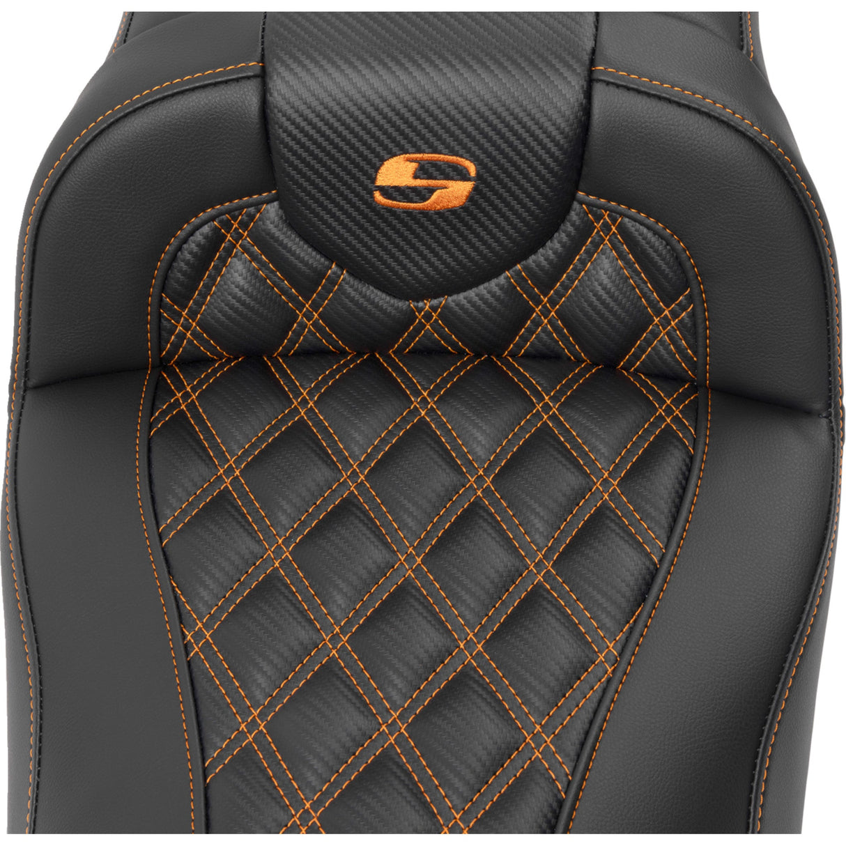 Saddlemen Roadsofa™ Extended Reach Seat Without Backrest Lattice Stitch Orange Stitch FL FX - 823-07-20703 For Harley Touring 2023-2026