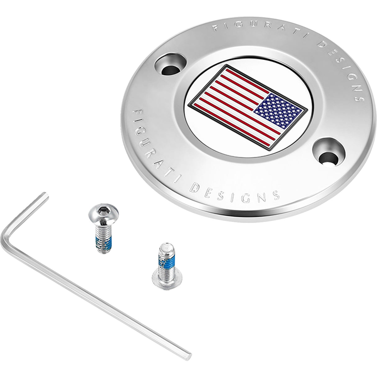 Figurati Designs Timing Cover 2 Hole American Flag Reversed Stainless Steel - FD20-TC-2H-SS For Harley Motorcycles 2017-2022