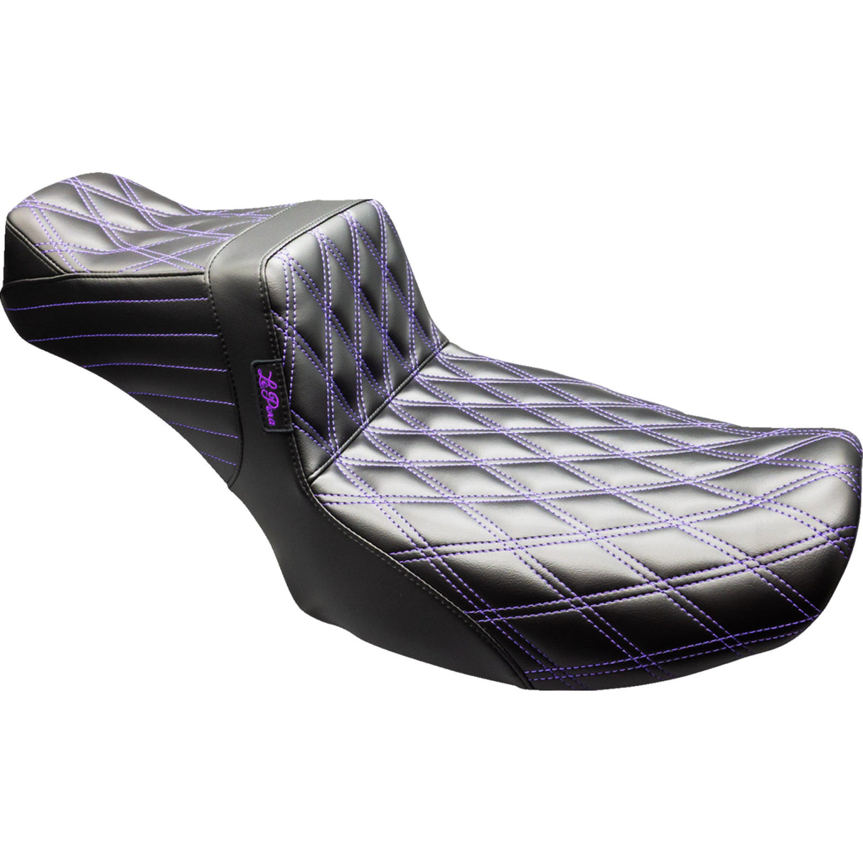 LePera Tailwhip Daddy Long Legs Seat Black Purple Double Diamond Stitch - LV-587DLDD-PR01 For Harley Touring 2024-2026