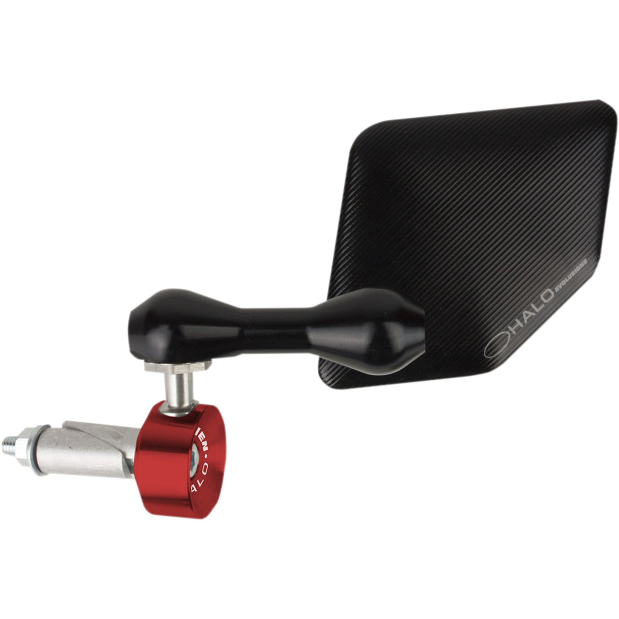 Driven Racing Halo Stainless Steel Bar End Mirror Halo Side View Pentagon Black Red Right Each - DHBMR-RD