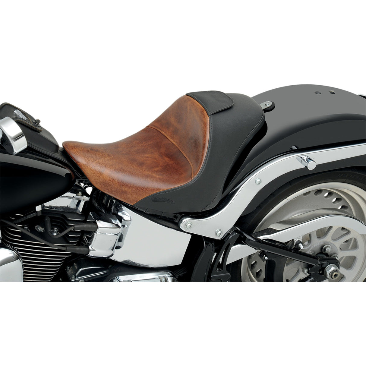 Saddlemen Renegade™ Lariat Leather Solo Seat - 806-12-0041B For Harley Softail 2006-2017
