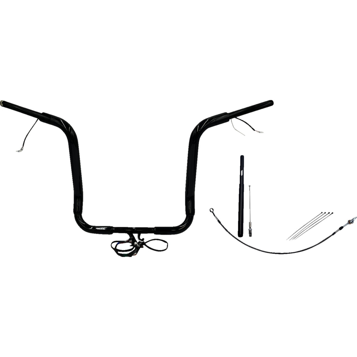 FAT Baggers INC. EZ Install Wired 1-1/2" Round Top Handlebar Kit 16" Black - 812416-B For Harley Touring 2021-2022