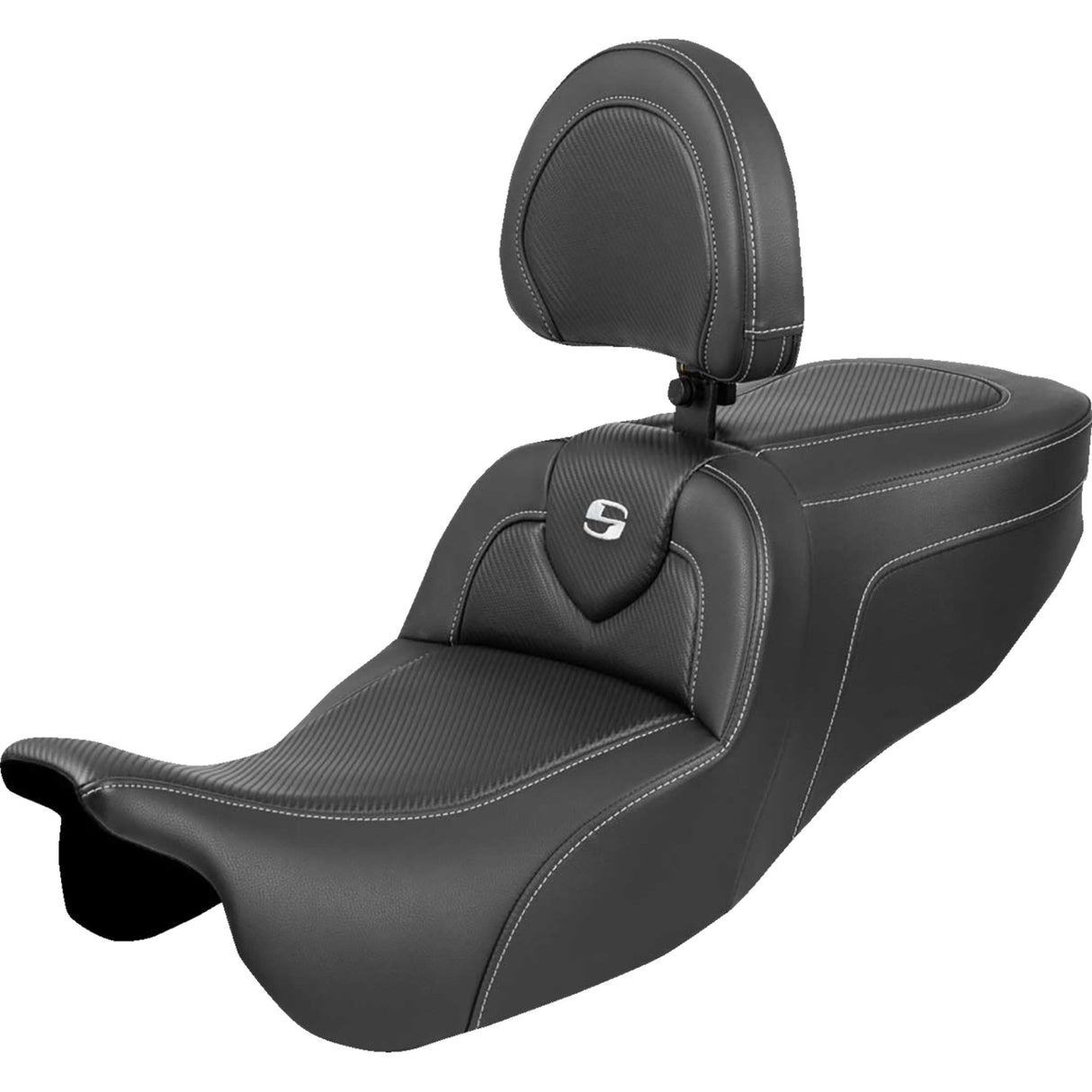 Saddlemen RoadSofa™ Seat With Backrest Carbon Fiber - 815-07-185BR For Harley Touring 2015-2025