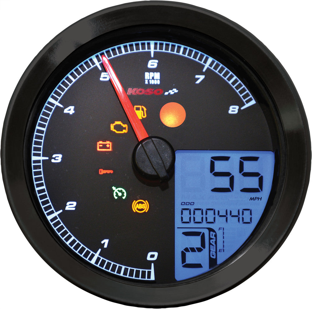 Koso North America 27-5798BK BA051231 SPEEDO / TACH BLK BEZEL LCD COLOR CHANGE DISPLAY