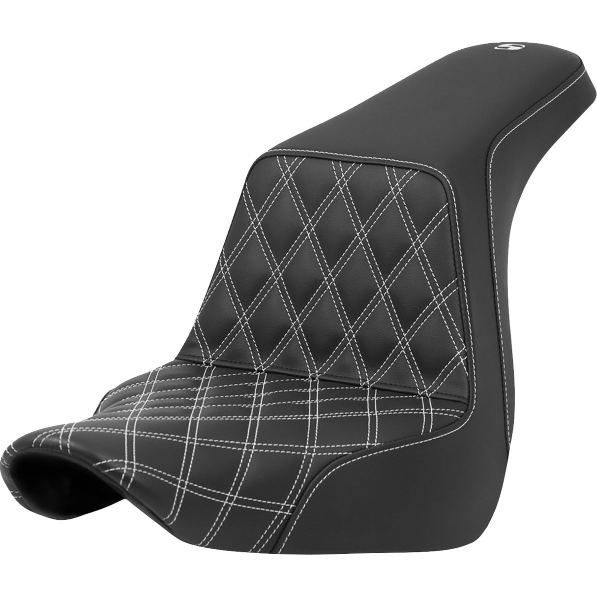 Saddlemen Lattice Stitch Step-Up Seat Front White Stitch - 818-29-17206 For Harley Softail 2018-2021
